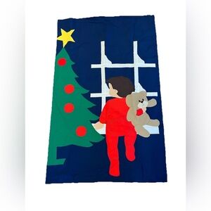 Vintage Christmas Eve Tree Garden Outdoor Yard Flag Sewed Handmade Homemade‎